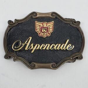 Aspencade Belt Buckle Honda Motorcycle Brass Leather Vintage 1980s